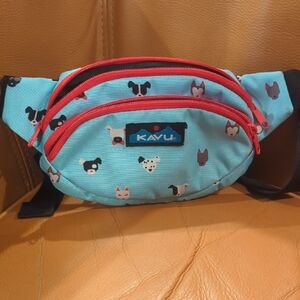 Animal Print Fanny Pack - Blue and Red